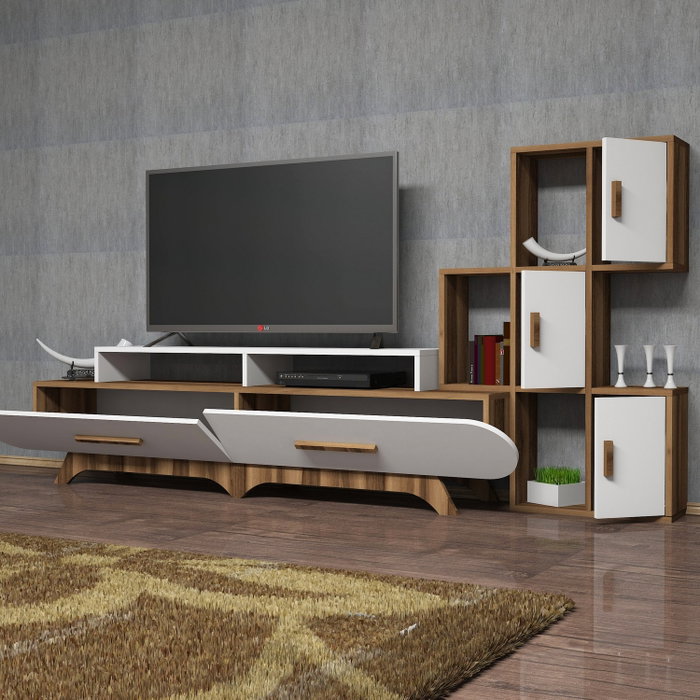 Hanah Home Flora S - Mueble de TV Nogal y Blanco